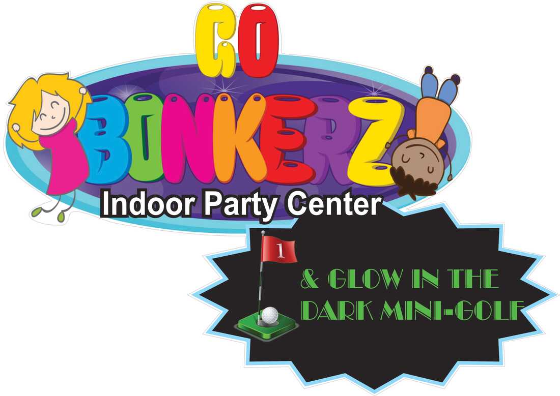 Go Bonkerz Indoor Party Center & Glowin-the-dark mini golf logos