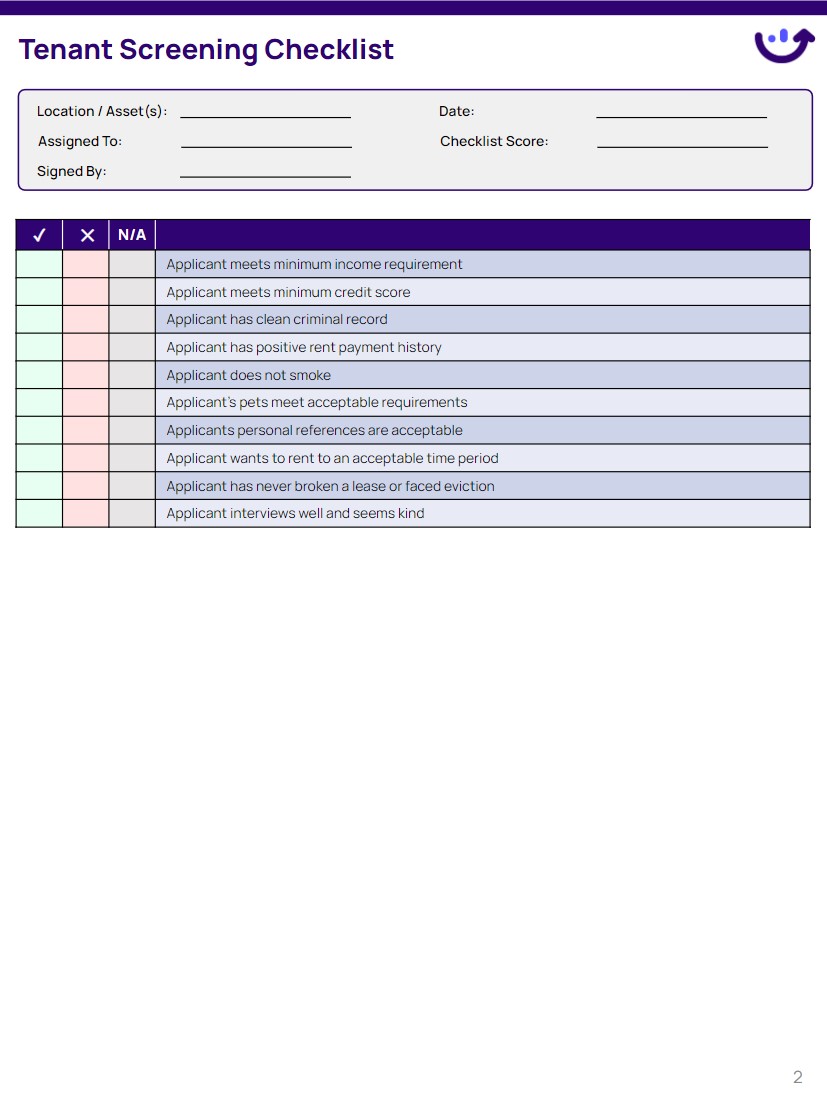 Tenant Screening Checklist | Xenia Templates