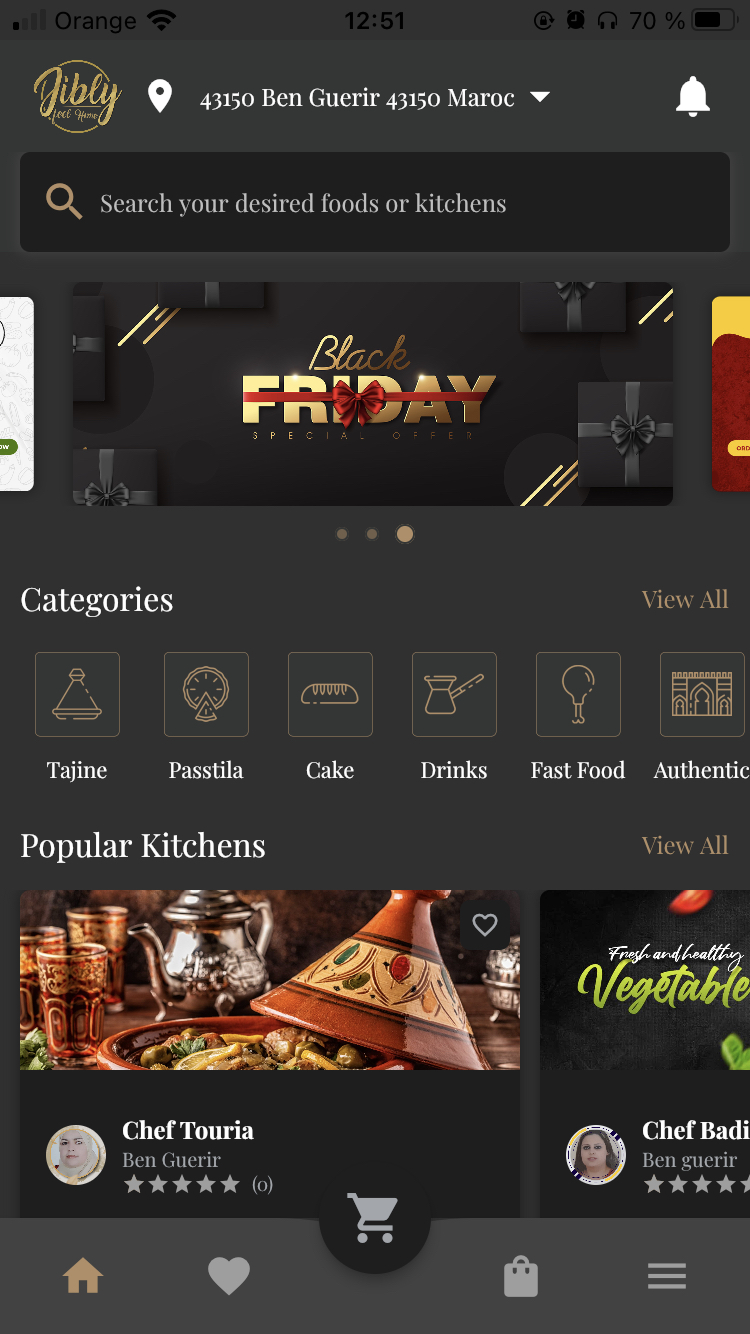 Jibly home page - Cloud kitchen