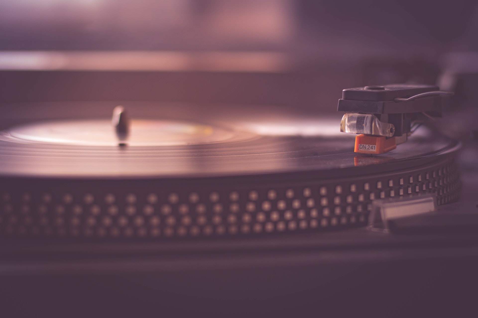 Close up of a record player