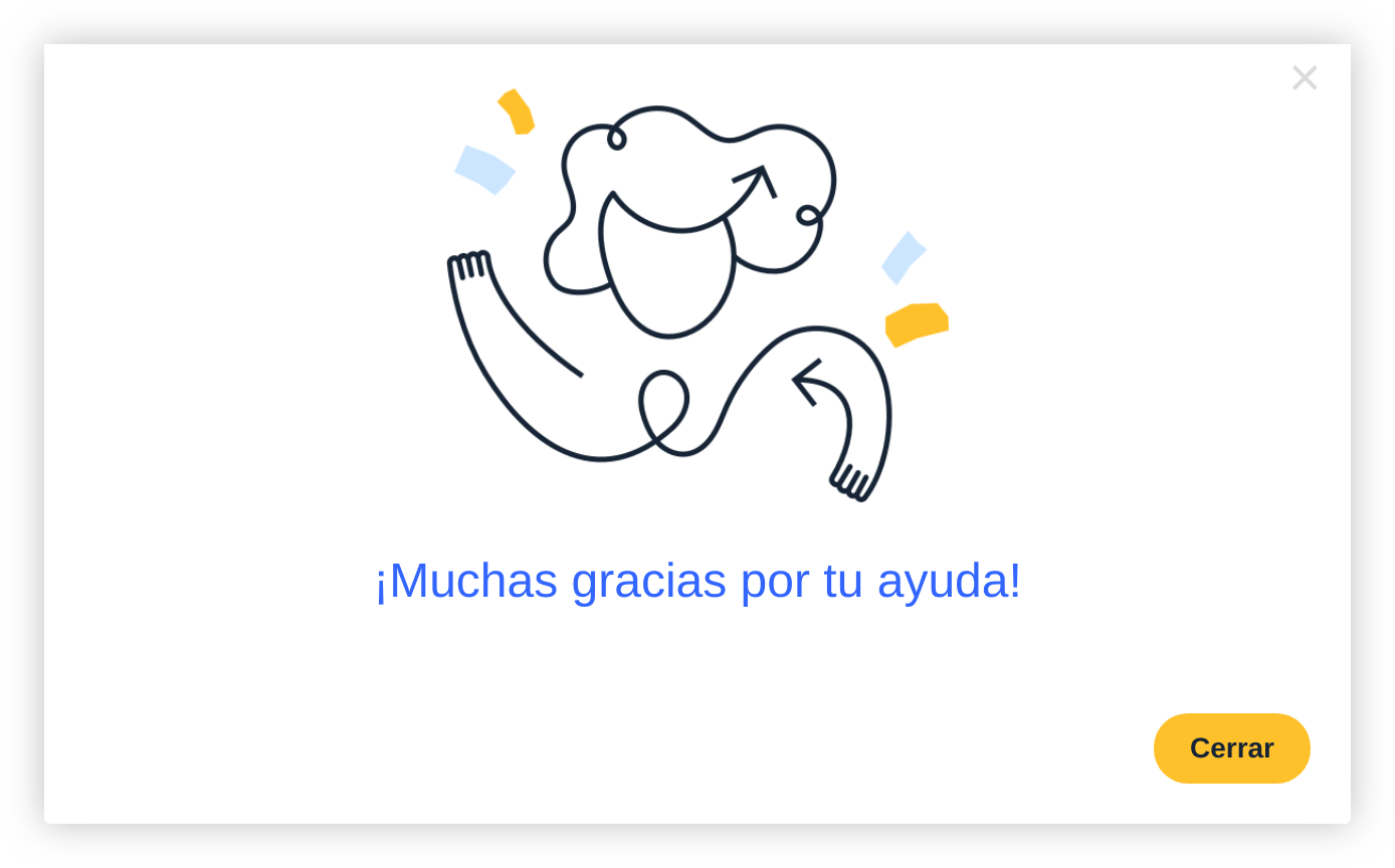 custom in-app message modal in spanish/espanol.