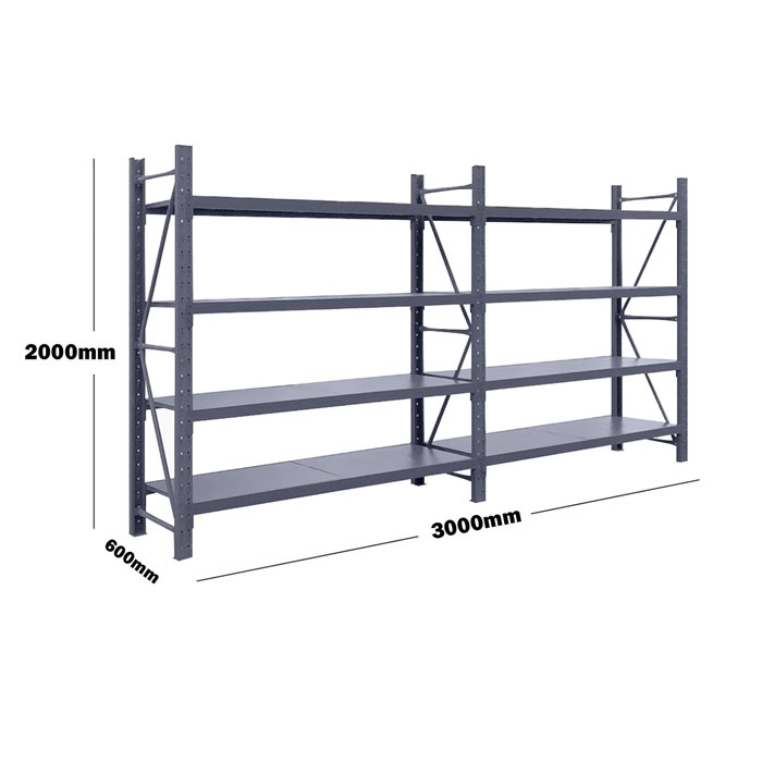 3M(L) x 2.0M(H) x 0.6M(D) Shelves Racking Metal Steel Charcoal 3020C ...