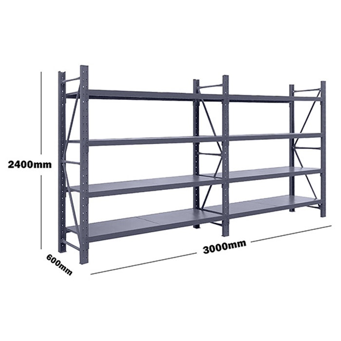 3M(L) x 2.4M(H) x 0.6M(D) Shelves Racking Metal Steel Charcoal 3024C ...