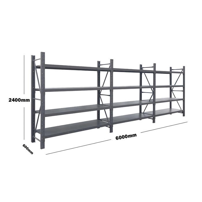 6M(L) x 2.4M(H) x 0.6M(D) Shelves Racking Metal Steel Charcoal 6024C