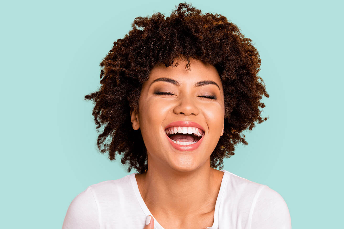 A beautiful woman smiling