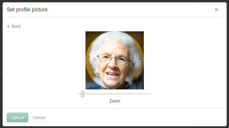 Cropping a profile image for a resident in a care management system