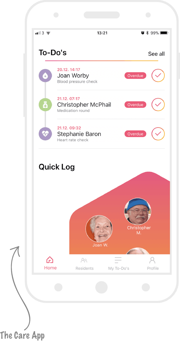 the carer app from Log my Care