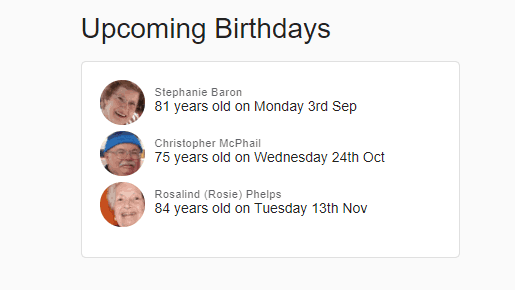 Log my Care birthday reminders