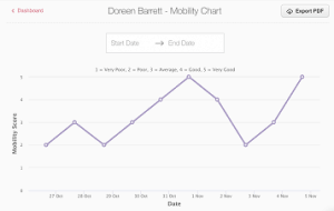 Mobility chart example for Log my Care