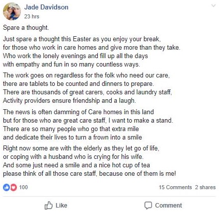 Carer Easter poem