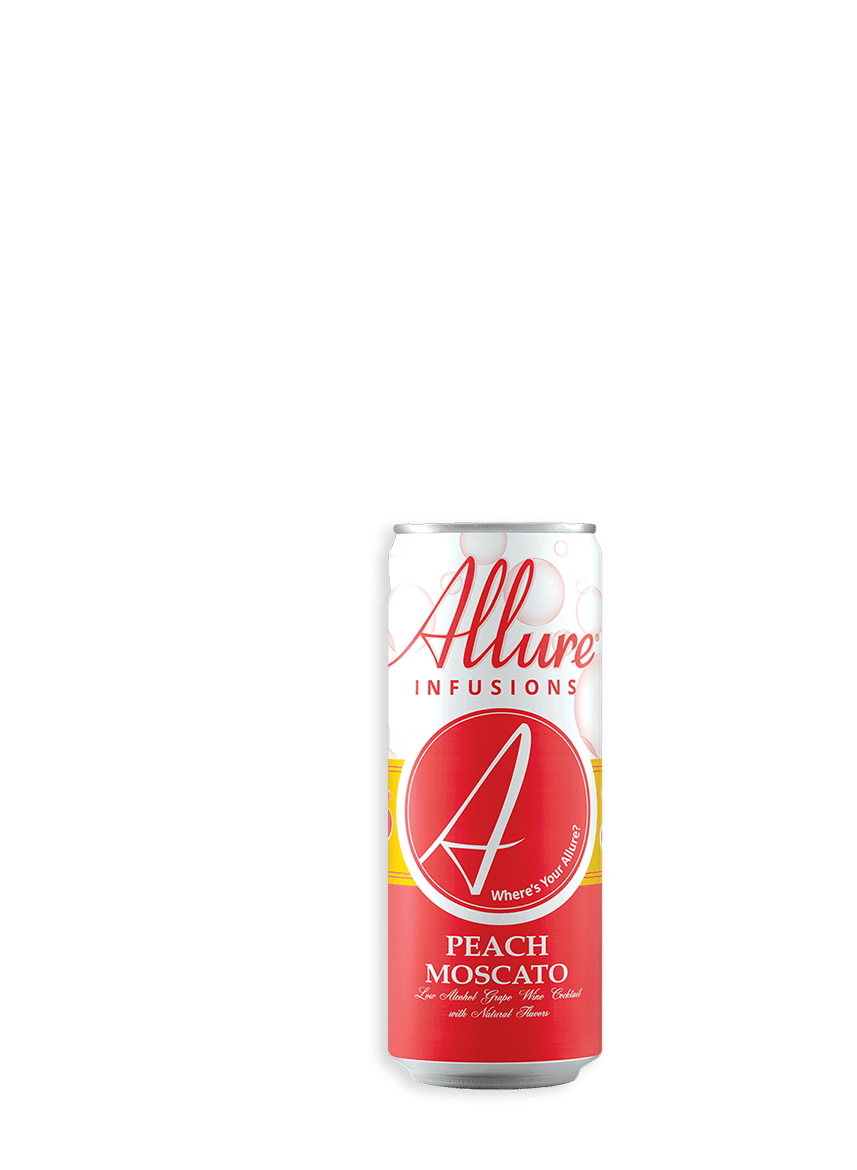 A can of Allure Infusions Peach Moscato