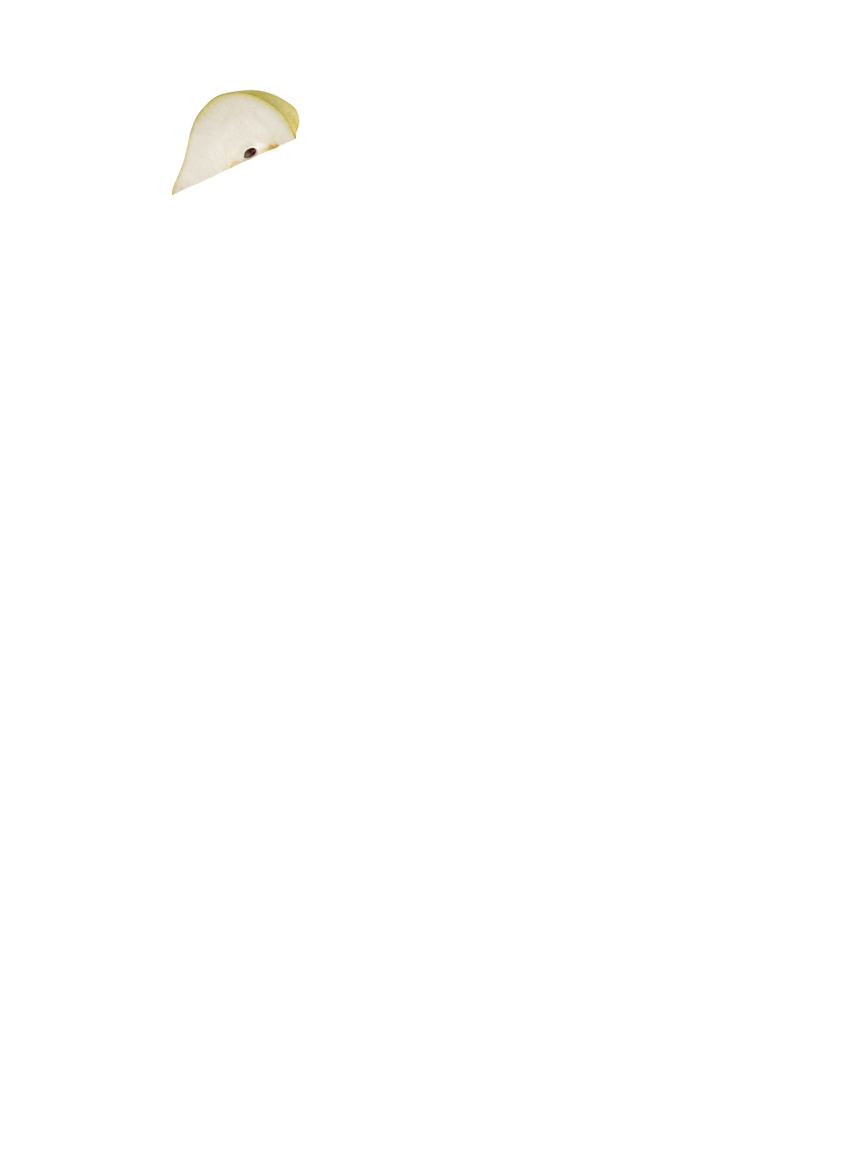 A floating pear slice