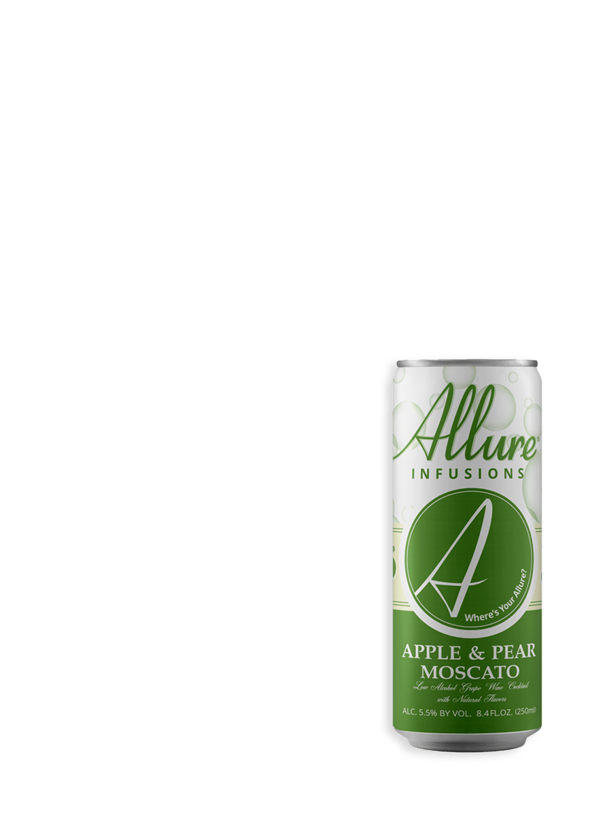 Front of an Allure Infusions Apple & Pear Moscato can