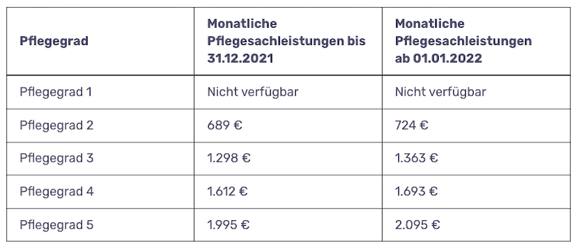 Pflegegrad-Überblick 2022