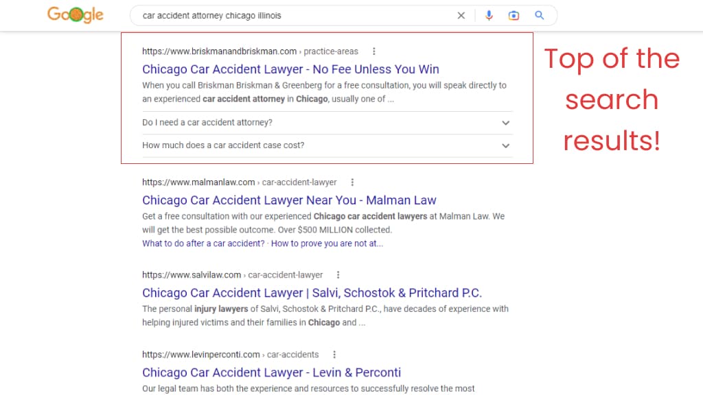 Top of the search results