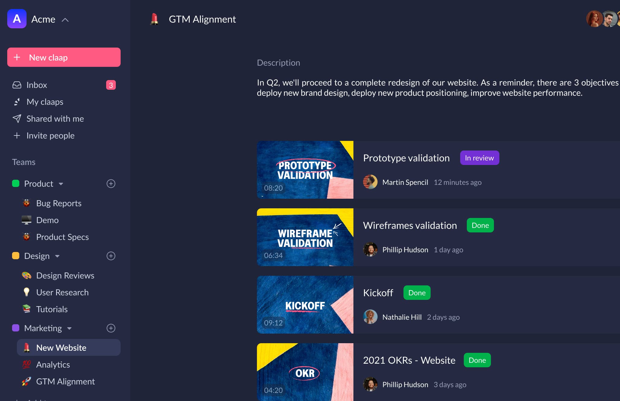 Use Claap for Marketing Product Marketing