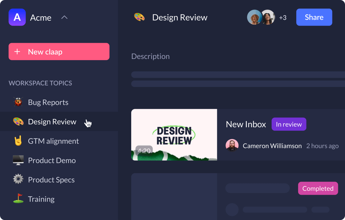 Claap features - Topics and teams