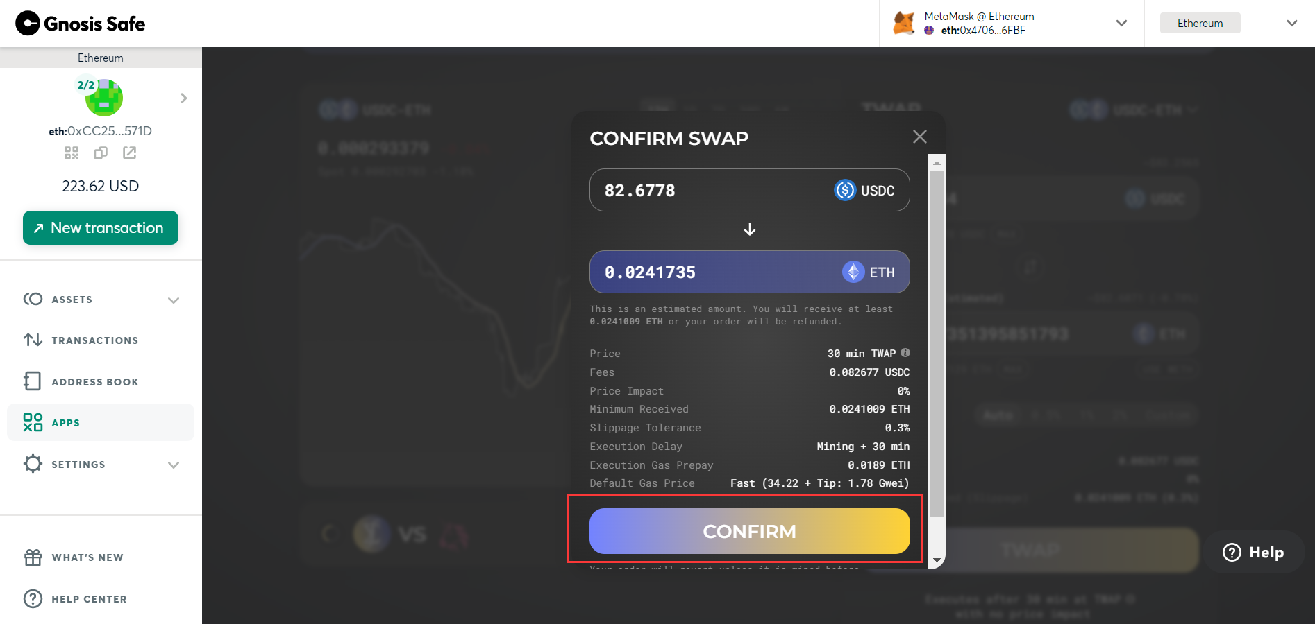 Hit "Confirm" after you've read everything about the trade.