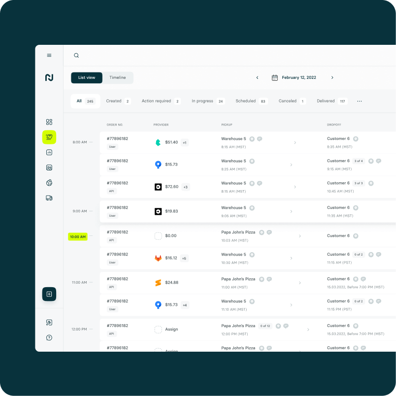 Screenshot of Nash platform where user can monitor all tasks