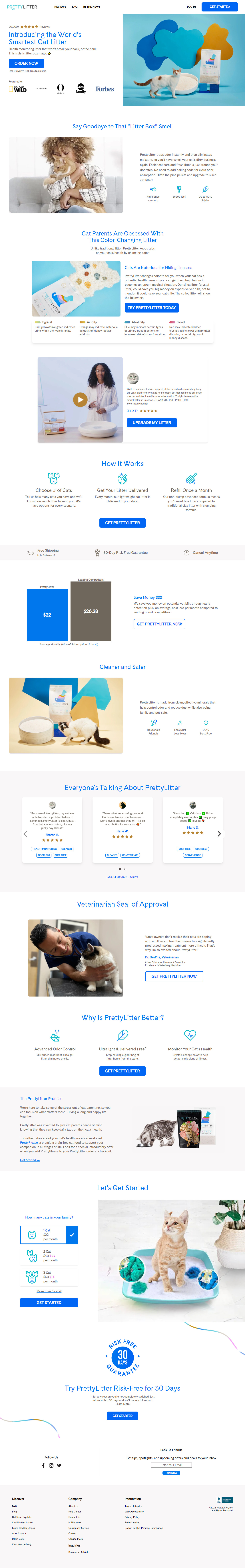 PrettyLitter Desktop Landing Page DTC Swipe File