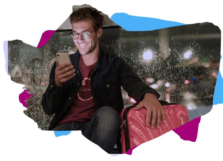 Man using the Passfolio app on his mobile phone.