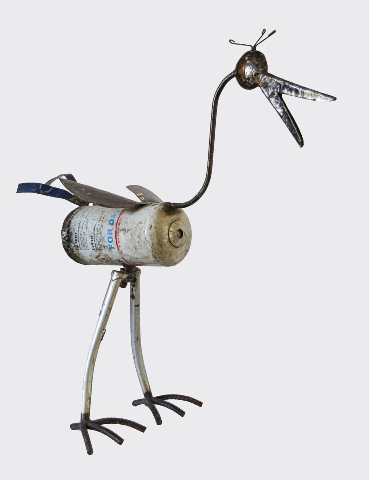 OISEAU VINTAGE EN bois sur sa branche Ancien décoration animal