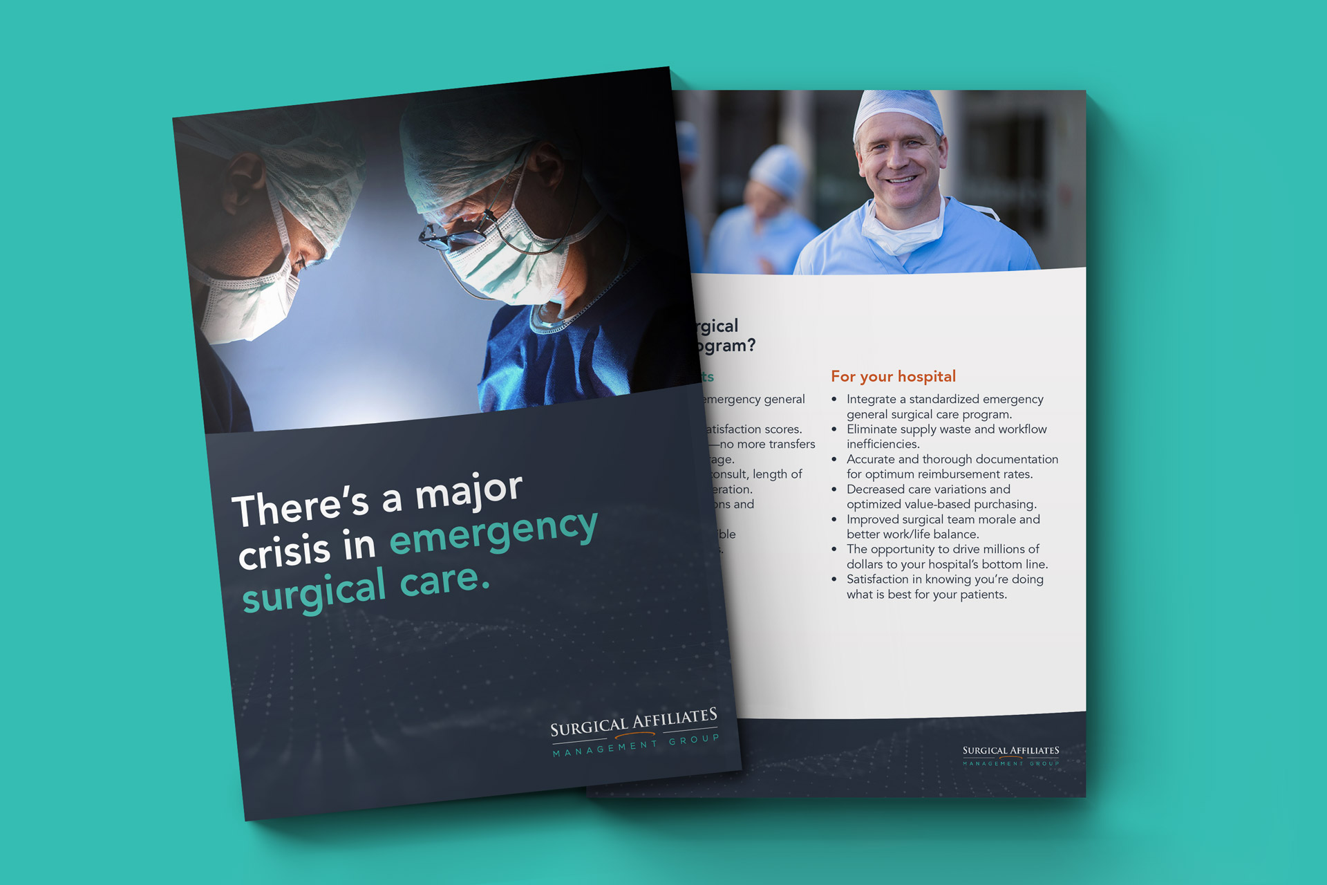 surgical affiliates case study brochure mockup