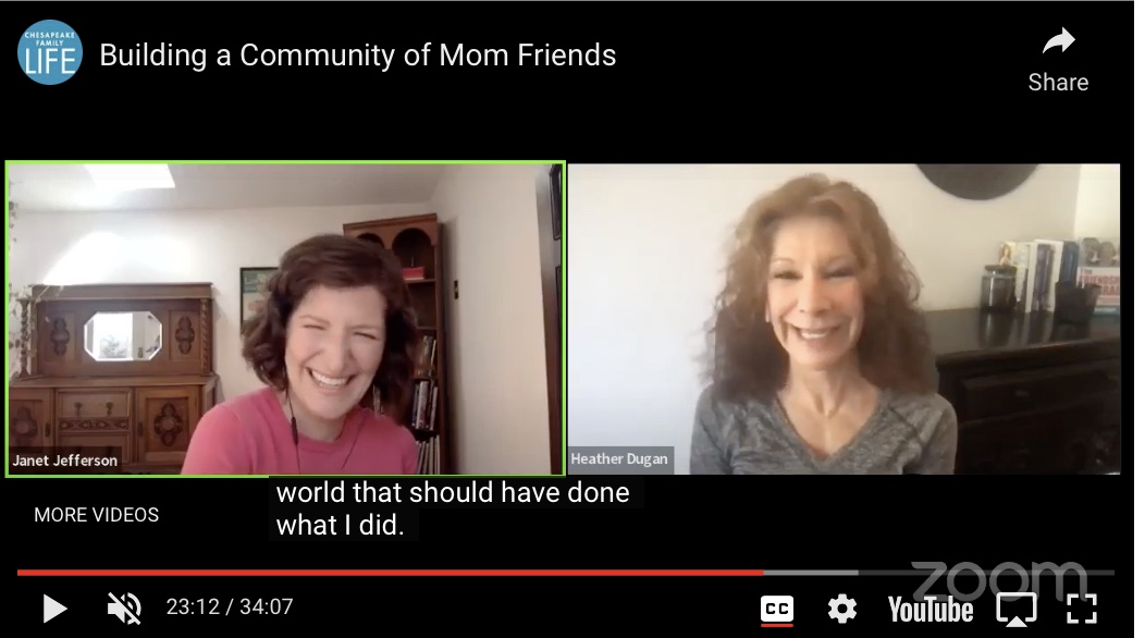 Heather Dugan in conversation with Janet Jefferson of Chesapeake Family Life.