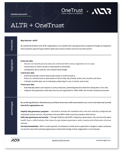 OneTrust - ALTR Datasheet