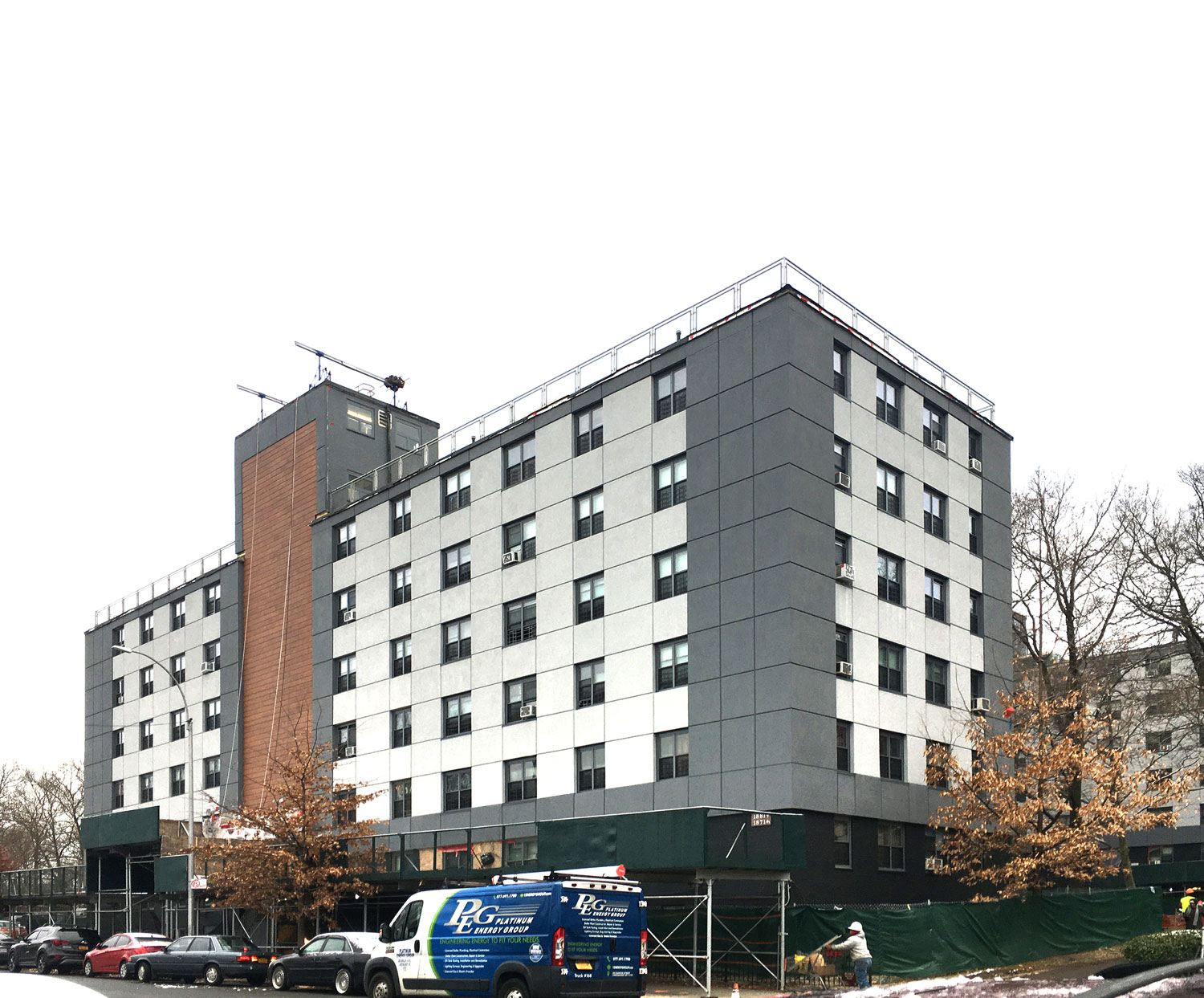 Exterior of Baychester and Murphy apartment building in The Bronx after renovation