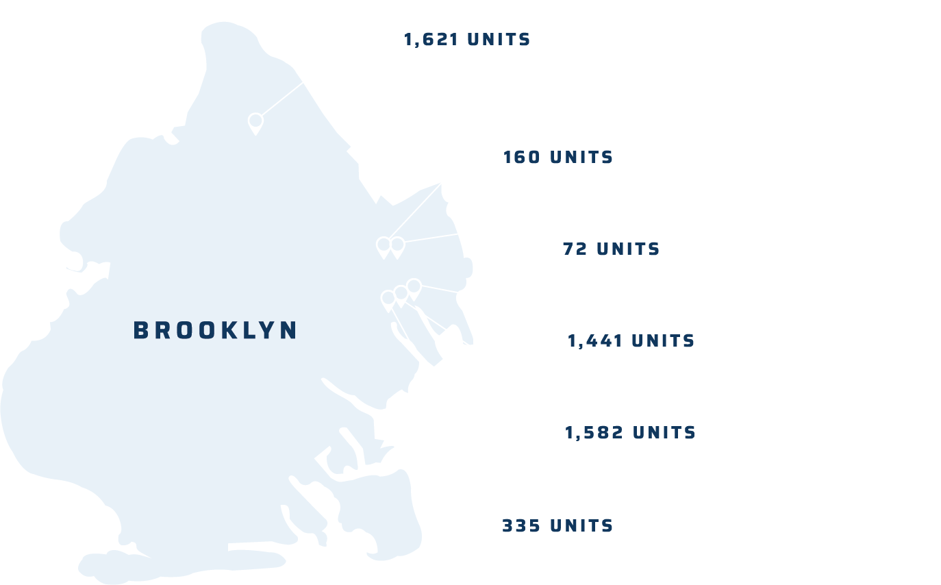 map illustration of HDC managed NYCHA campuses in Brooklyn