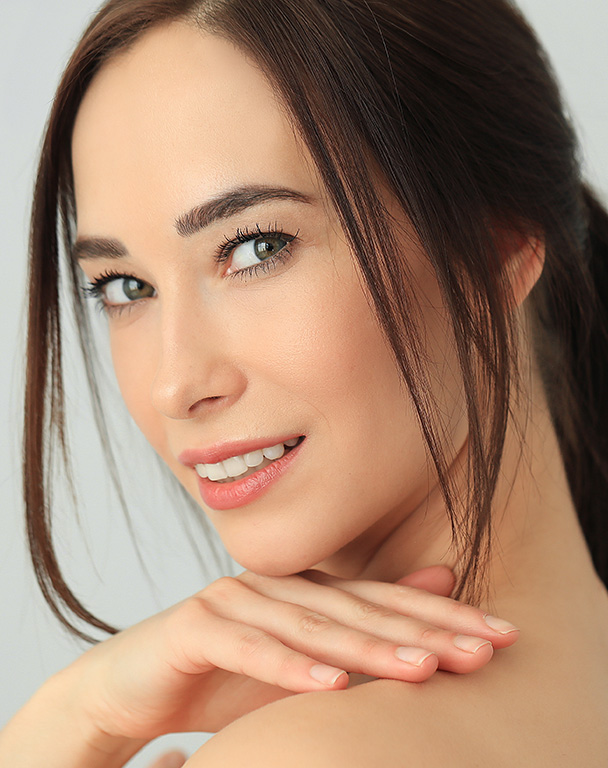 Beautiful woman with healthy skin and no facial hair