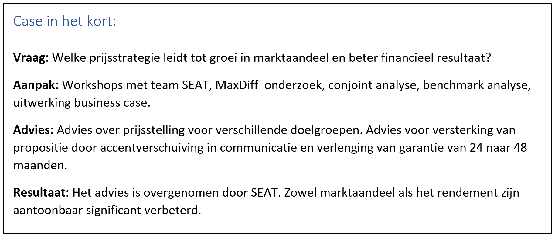 plaatje Data driven propositie optimalisatie value based pricing
