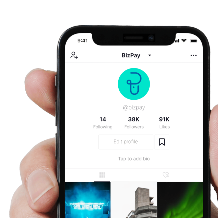 bizpay logo on screen