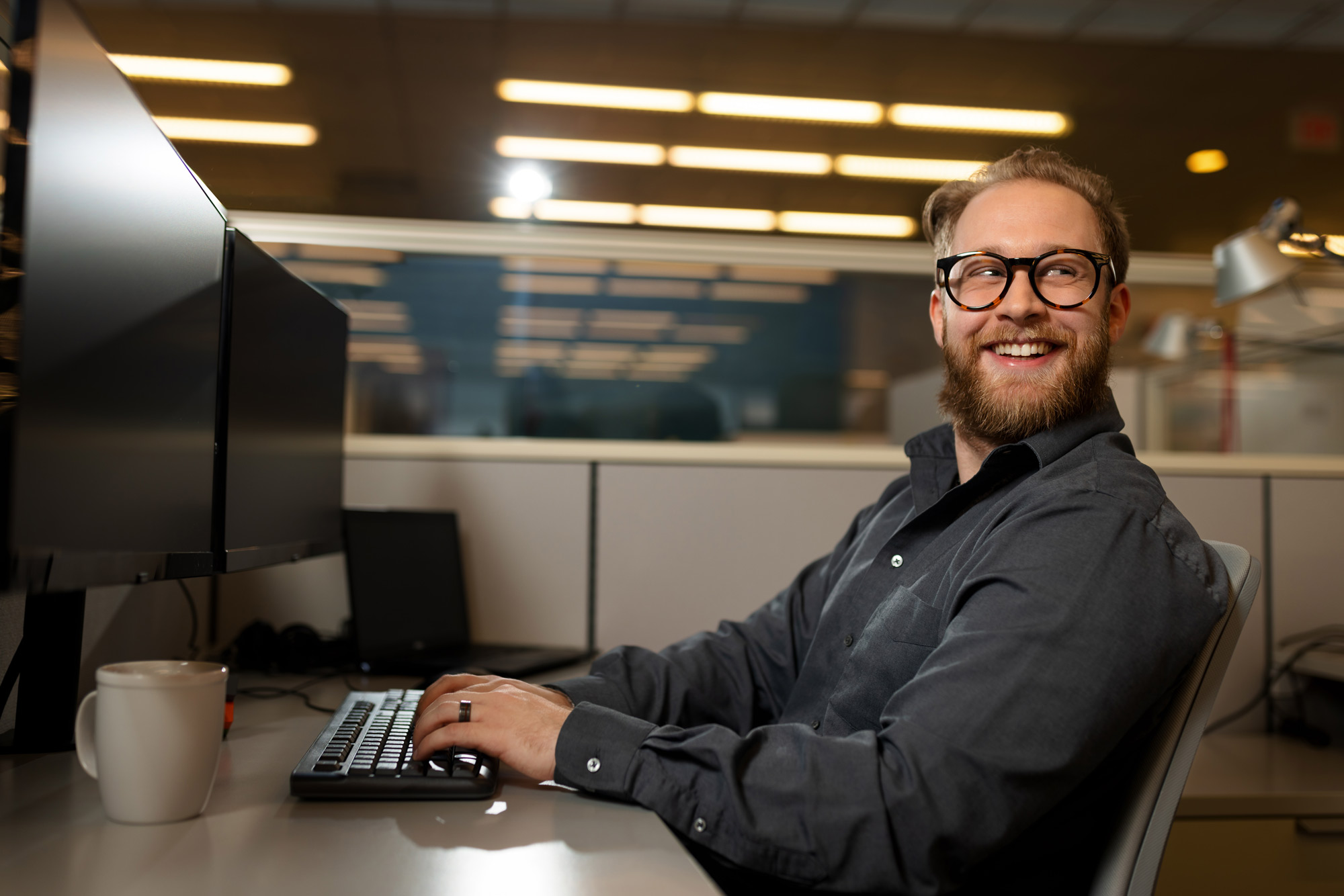 Devin working at a computer