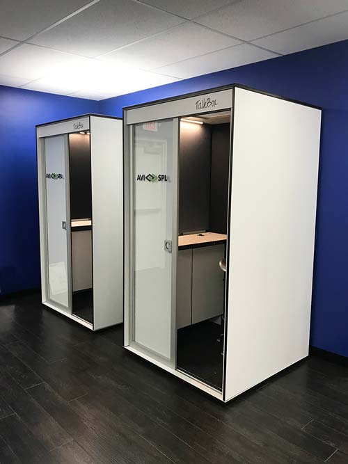 Custom office booths with logos