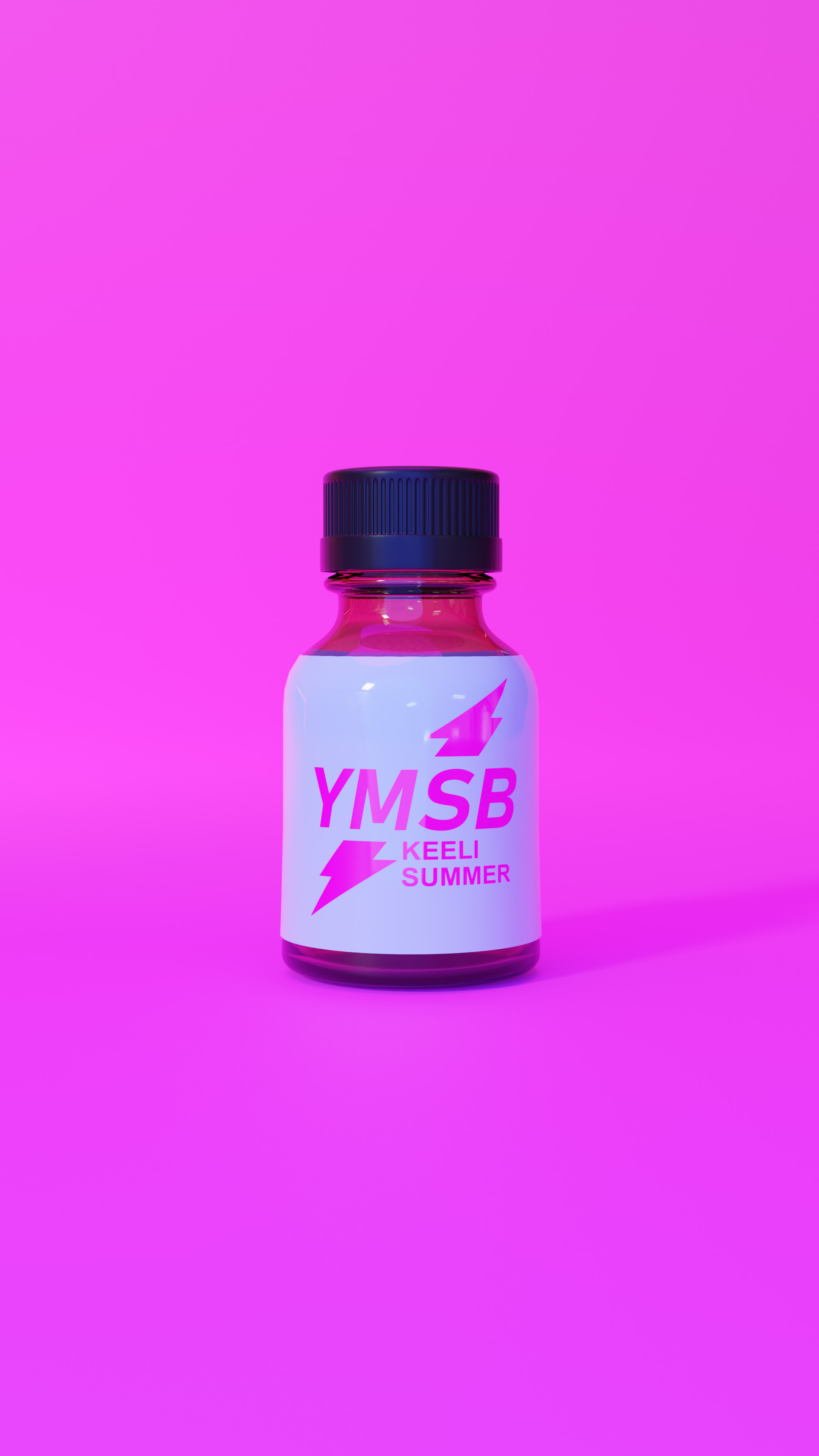 "YMSB" cover art of the song title on a popper bottle