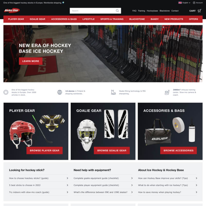 Hockeybase e-commerce redesign