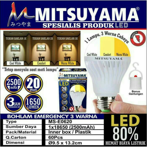 lampu emergency mitsuyama MSE-0620