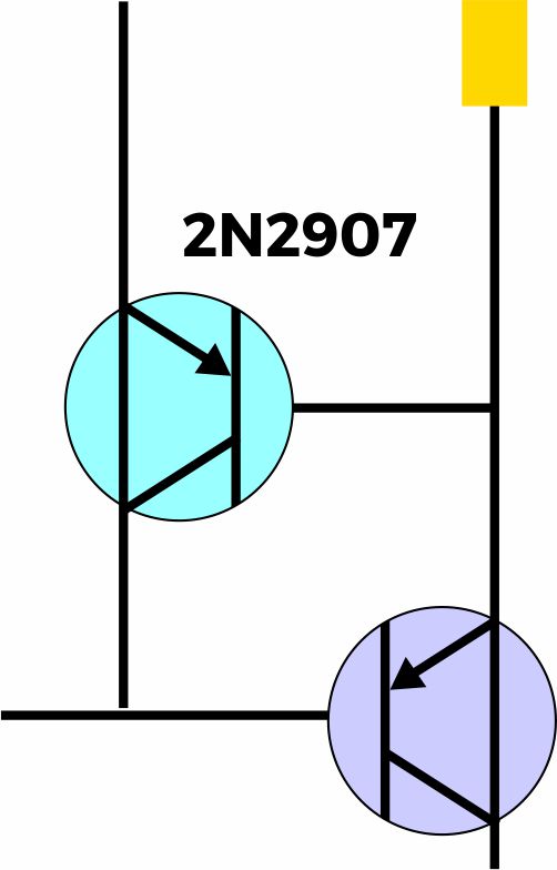 Simbol transistor pada rangkaian lampu emergency