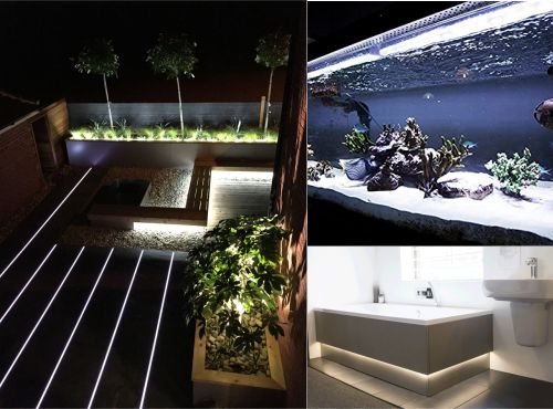 LED Strip outoor pada taman, akuarium, dan kamar mandi
