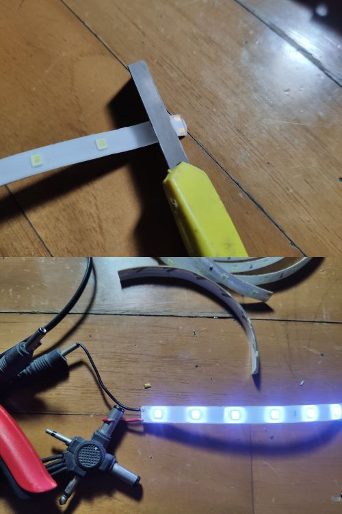 Cara mengupas LED strip dan menyambungkan kabel