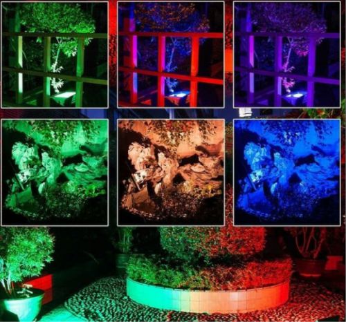 Gambar hasil lampu sorot taman warna-warni
