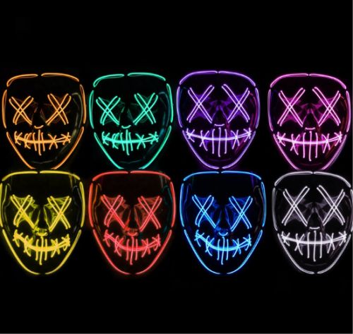 Gambar topeng dengan lampu neon