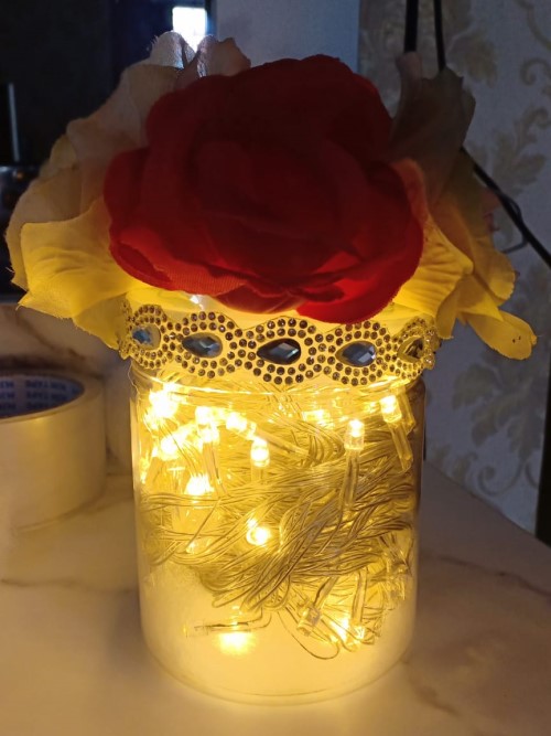 Hasil DIY lampu tidur saat lampu di matikan