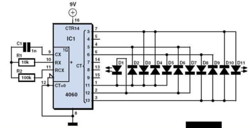 Gambar diagram listrik lampu tumblr dengan kedipan random