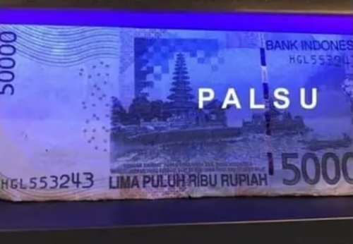 Contoh gambar uang palsu yang tidak memiliki tinta UV