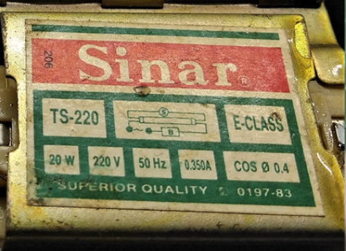Gambar rangkaian pada ballast induktor