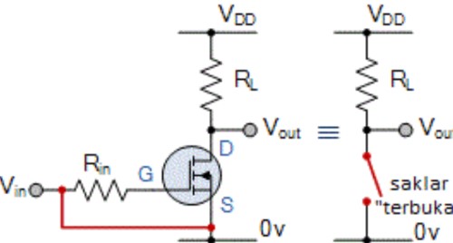 Skema rangkaian listrik mosfet sebagai switch
