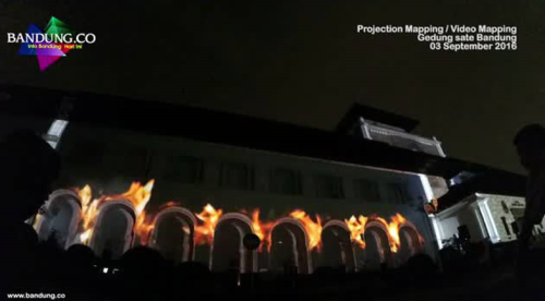 video projection gedung sate terbakar